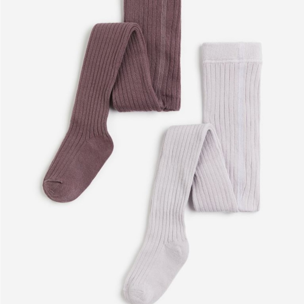 H&M Toddler Ribbed Knit Tights in Plum and Lavender